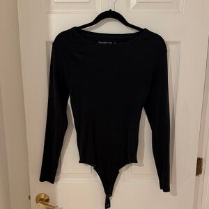 Abercrombie & Fitch Black Long Sleeve Ribbed Bodysuit